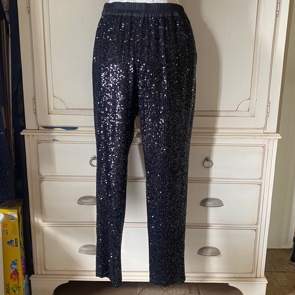 Ramy Brook sequin black Arlin jogger pants M NWT